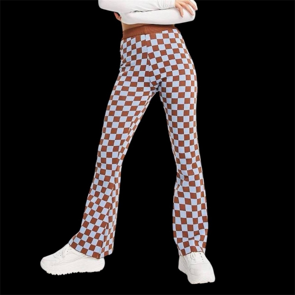 Daisy Street-Relaxed Flares Checkerboard Knit-Women’s Size: 6 (XS)-NEW!!